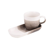 Kaffeebecher und Teller-Set Immerse von Ladelle, in 4 Farben erhältlich,Volumen 200 ml, extralange Untertasse als Ablage, Länge 18 cm, Breite 8,5 cm, miteinander kombinierbar
