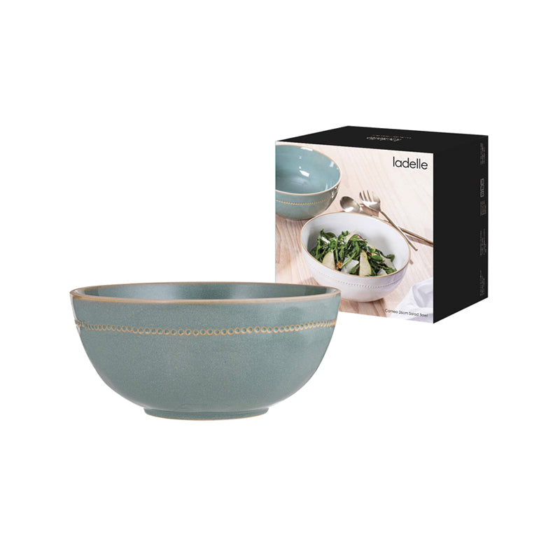 Ladelle Cameo Salatschüssel, Keramik, Durchmesser 26 cm, moderner Landhaus-Stil, auch als Servierschüssel für Pasta, Sossen etc., in 2 Farben erhältlich im Online-Shop Home-and-Kitchen.de