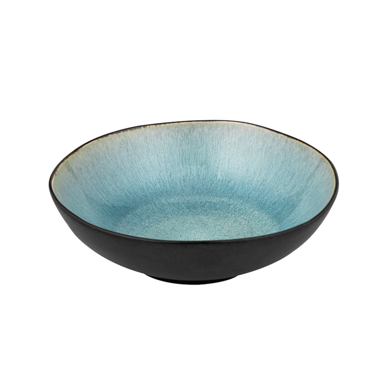 Servierschüssel Fusion von Ladelle, Keramik, 2 Farben, handglasiert, schwarze Lasur außen, Durchmesser 30 cm, Höhe 9 cm, auch als Salatschüssel geeignet