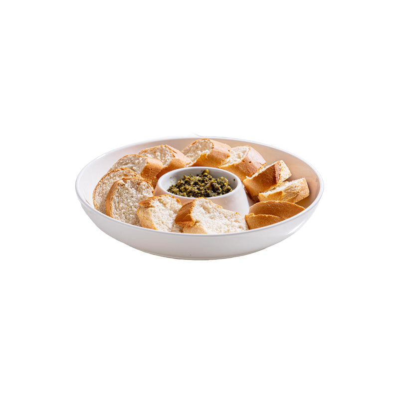 Weisse Keramikschale Alto von Ladelle für Naschereien, Brot, Dips und Chips. Gesamtdurchmesser 32,5 cm, Durchmesser Schale 14 cm im Online-Shop Home-and-Kitchen.de