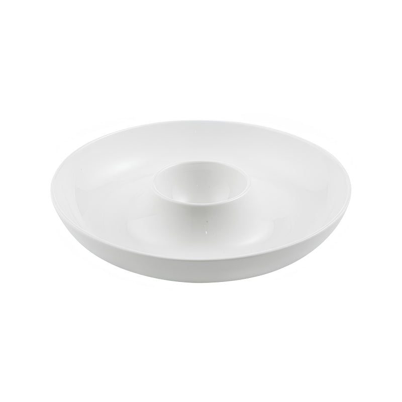 Ladelle Serviergeschirr Alto Chip & Dip, weisse Keramik, Gesamt-Durchmesser 32,5 cm, Durchmesser Schale 14 cm
