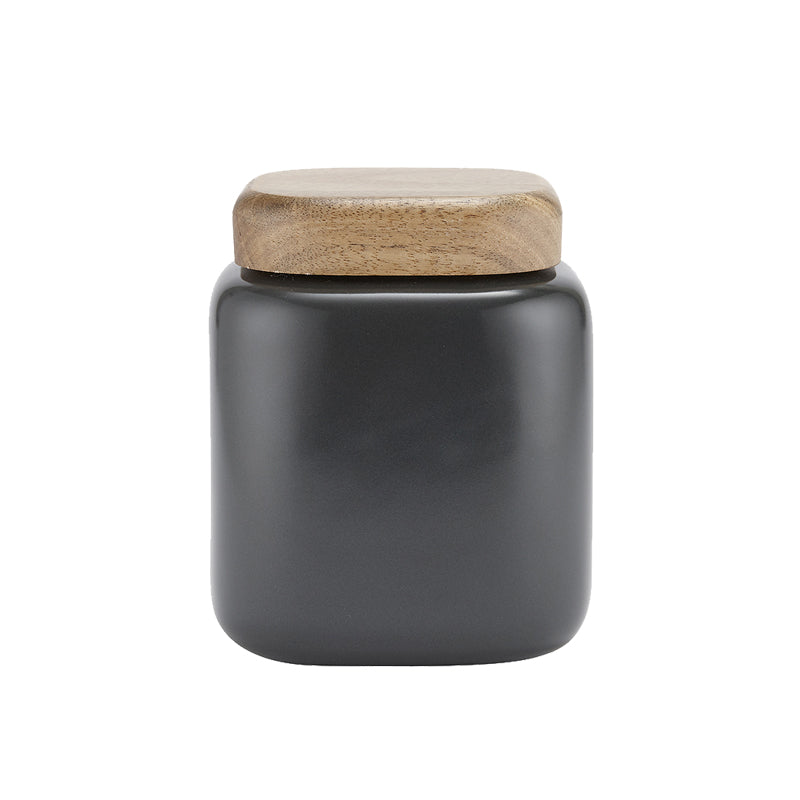 Vorratsdose ESSENTIALS  von Ladelle in Grau, Volumen 750 ml, eckiges Design, Höhe 12 cm, Durchmesser 10 cm, auch in den Farben Weiß und Sand
