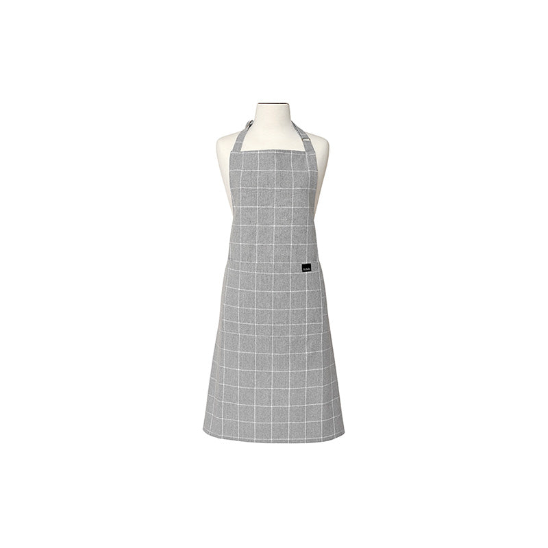 Küchenschürze Eco Check, grau kariert, von Ladelle, 100 % recycelter Stoff, 89 x 70 cm, breite Tasche vorne, maschinenwaschbar im Online-Shop Home-and-Kitchen.de