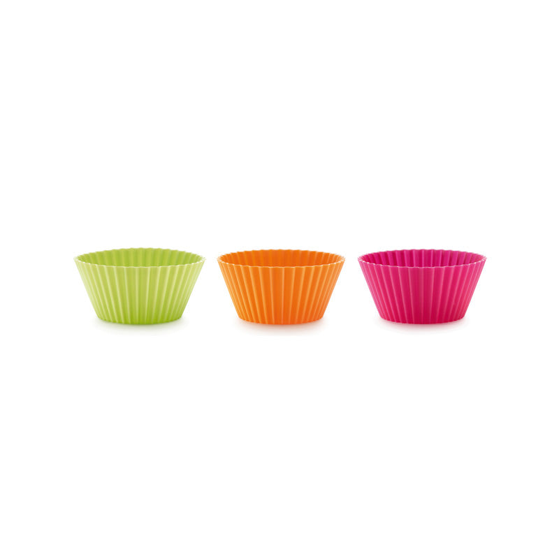 Muffinförmchen im 12er Set von Lekue, 3 unterschiedliche Farben, aus 100 % Platin-Silikon, antihaftend und hitzebeständig, wiederverwendbar, spülmaschinengeeignet