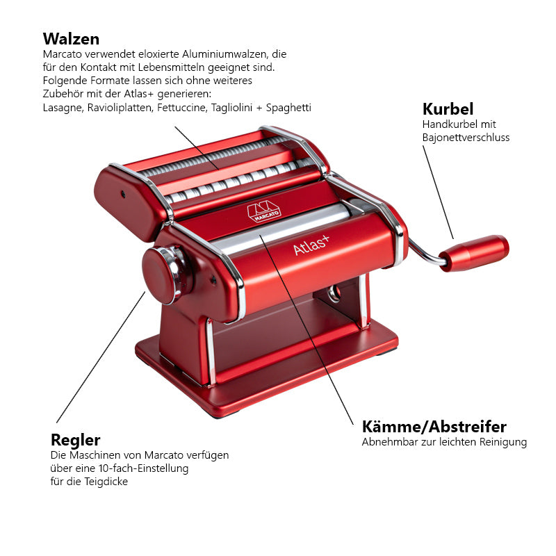 Produktbeschreibung Marcato Nudelmaschine Atlas+