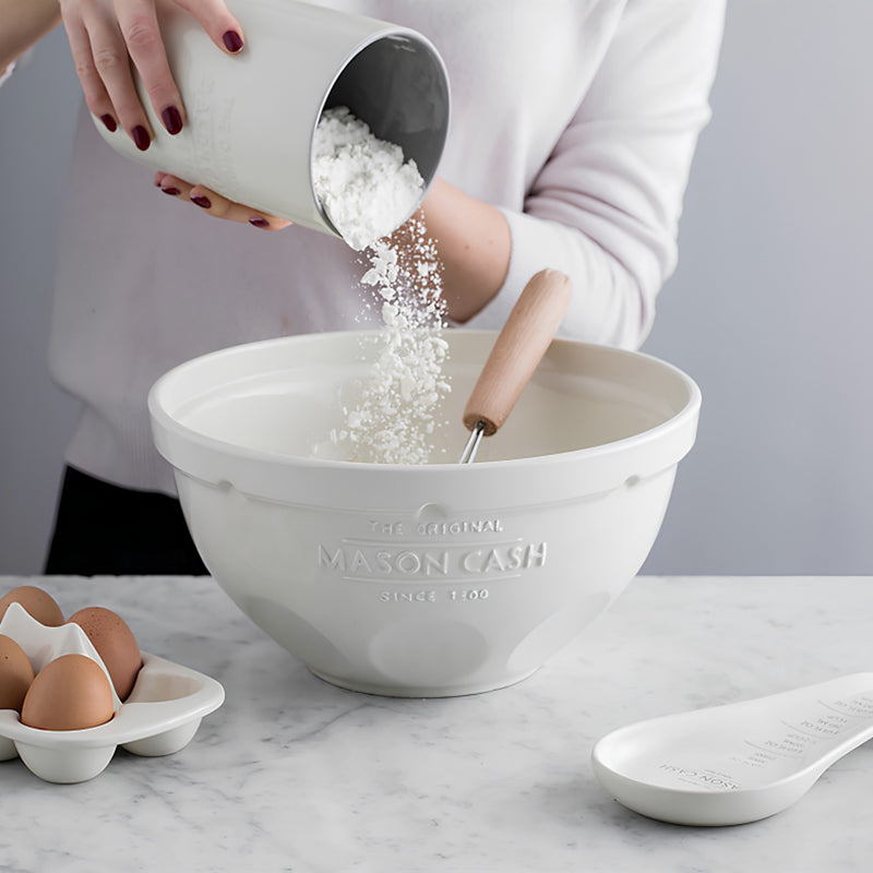  weiße Original Mason Cash Steingut-Rührschüssel, 5 l, Durchmesser 29 cm, Höhe 14,5 cm, Steingut, ideal für doppelte Teigmengen, Online-Shop Home-and-Kitchen.de