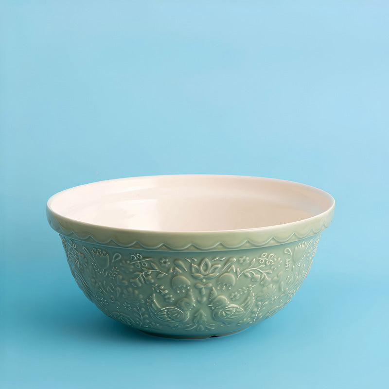Salbeigrüne Rührschüssel HOME TO ROOST, von Mason Cash, Steingut, im Landhaus-Style, im Online-Shop Home-and-Kitchen.de, kombinierbar mit weiteren Schüsseln der Serie