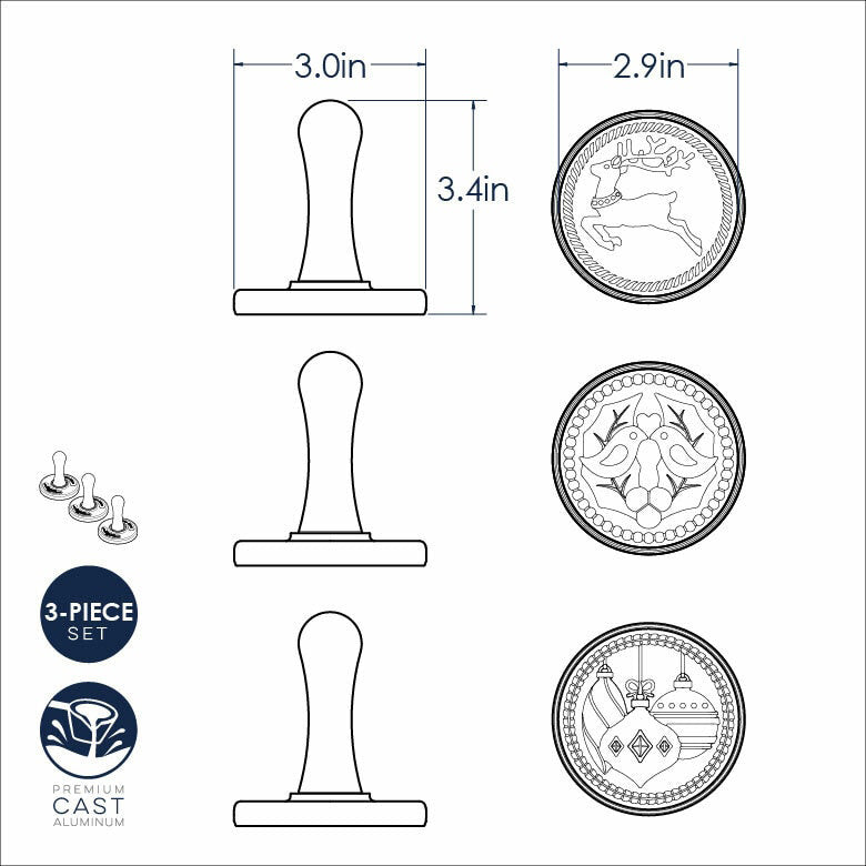 Maßtabelle der Keksstempel von Nordic Ware