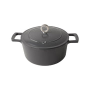 Runder gusseiserner Bräter, Grau von Olavson, emailliert, 24 cm , mit Deckel 2 Griffe,  PFAS-frei, Online-Shop Home-and-Kitchen.de