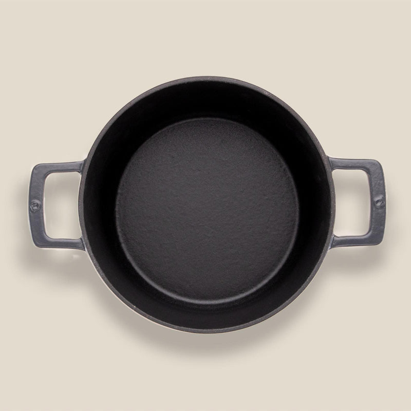 Gusseiserner, runder Bräter, Grau von Olavson, 24 cm, 2 Griffe Online-Shop Home-and-Kitchen.de