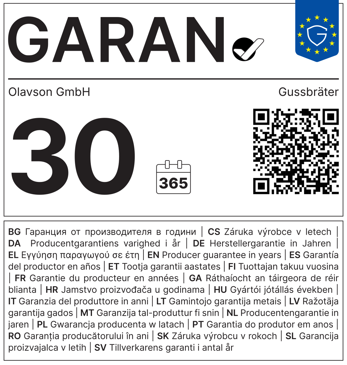 Garantie-Label