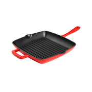 Quadratische Gusseisen-/Grillpfanne von Olavson,  24 cm, 2 Farben, emailliert, mit hohen Rillen, PFAS-frei, 2 Griffe.  Online-Shop Home-and-Kitchen.de