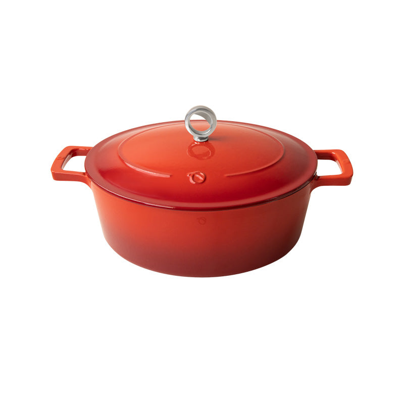 Olavson ovaler Gusseisen-Bräter, Rot, in 3 Farben, emailliert, 2 Griffe, Deckel, Online-Shop Home-and-Kitchen.de