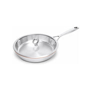Unbeschichtete Kupferkern-Bratpfanne von Olavson,  Durchmesser 24 cm, PFAS-frei,  Glasdeckel mit Ringknopf, langer Stielgriff .Online-Shop Home-and-Kitchen.de