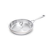 Unbeschichtete Kupferkern-Pfanne von Olavson, 26 cm, PFAS-frei, 2 Griffe, Glasdeckel, Online-Shop Home-and-Kitchen.de