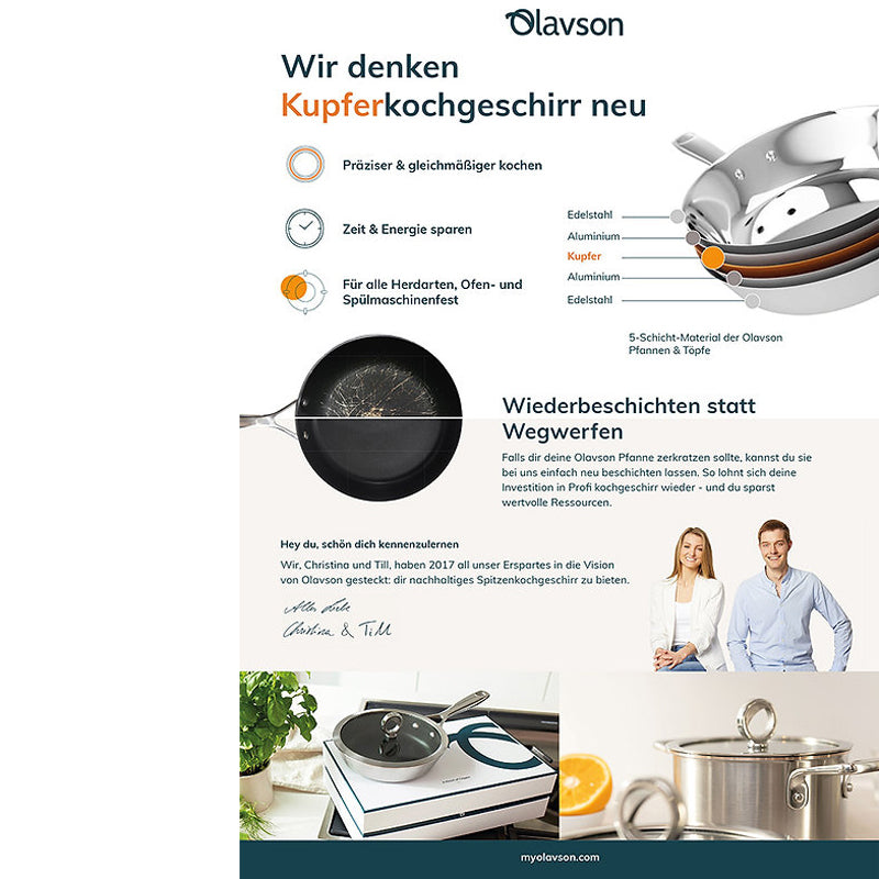 Produktbeschreibung des Kupferkochgeschirrs von Olavson