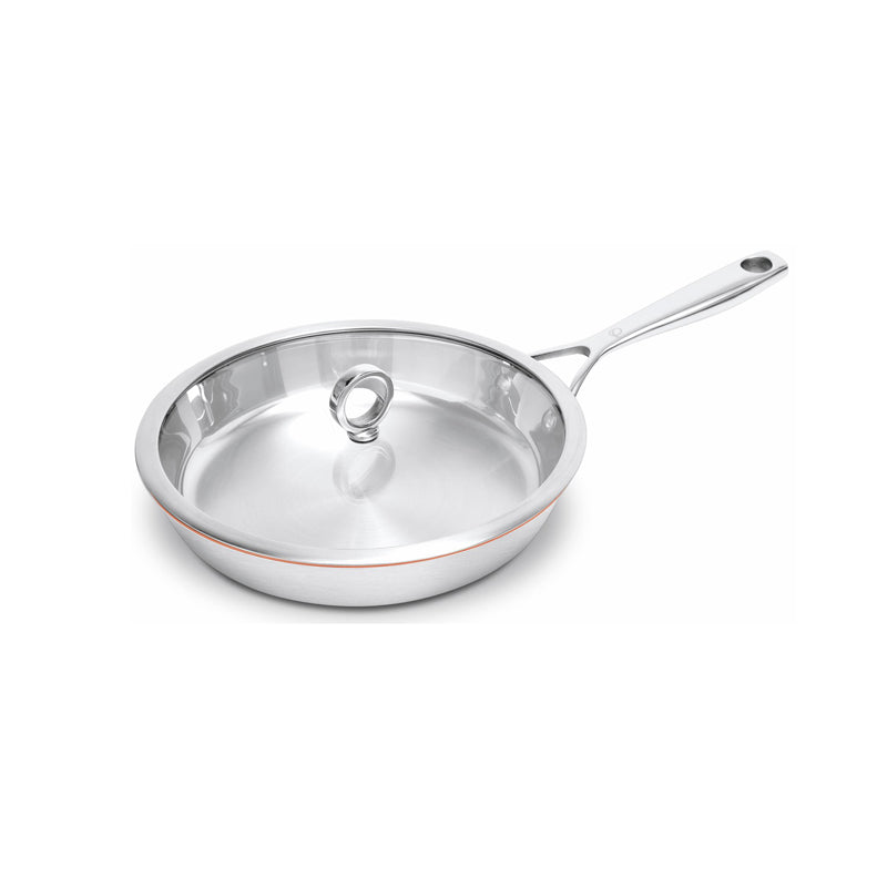 Olavson Kupferkern-Pfanne, Durchmesser 28 cm, mit angenietetem Deckel, Glasdeckel mit Ringgriff, Online-Shop Home-and-Kitchen.de