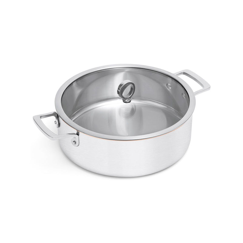 Schmortopf mit Kupferkern von Olavson, 6 Liter, PFAS-frei, 2 Griffe, Glasdeckel, Online-Shop Home-and-Kitchen.de