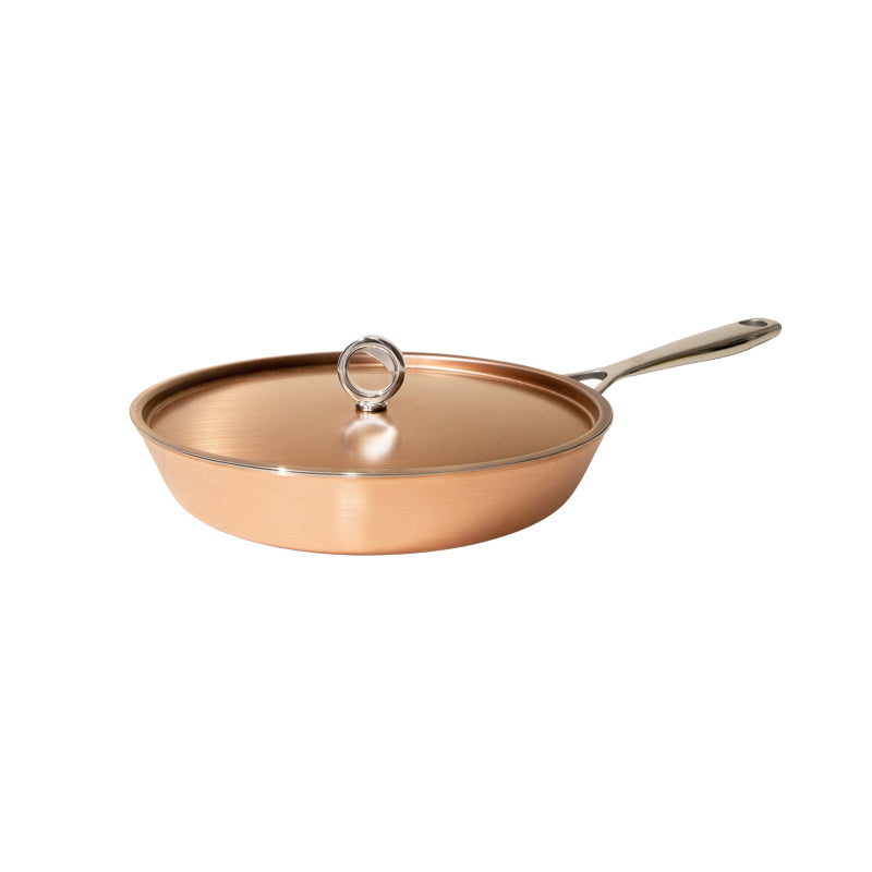 PURE EDITION Kupferpfanne von Olavson, Stielgriff, Größe 24 oder 28 cm, unbeschichtet, Deckel Online-Shop Home-and-kitchen.de