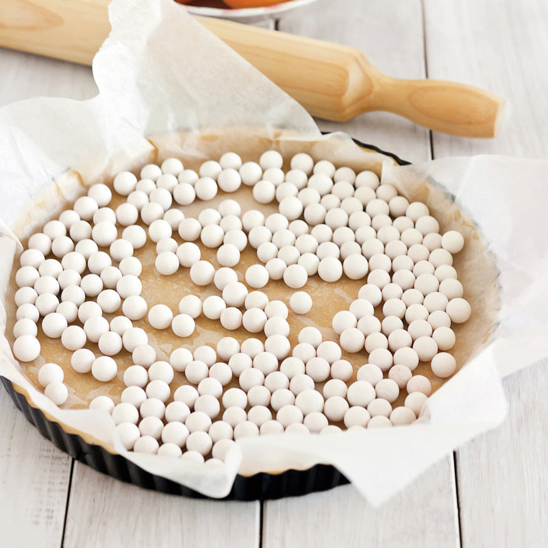 1 kg Keramik-Kugeln zum Blindbacken von Paderno, wiederwertbar, Lagerung in einem kleinen Kunststoff-Eimer, 
robust und hitzebeständig