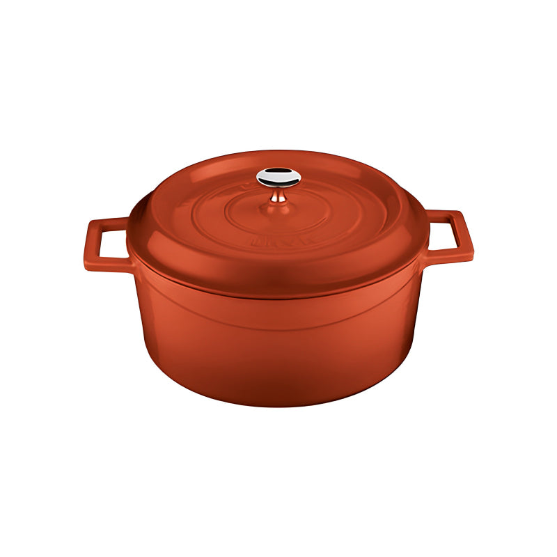 Gusseisen Kochtopf LAVE in Paderno-Qualität, für viele Herdarten, auch im Backofen bis 260 Grad, 
hochwertiges Gusseisen , 24 cm Durchmesser, handgefertigt, Emaillebeschichtung, Rot/Orange
Online-Shop Home-and-Kitchen.de