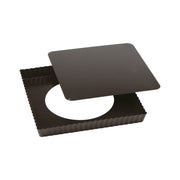 Quadratische - Backform von Paderno, 
Rand in Wellenform, 
herausnehmbarer Boden, Stahl 23 cm x 23 cm x 2,5 cm, 390 gr, Antihaftbeschichtung, backofenfest bis 230 °C
