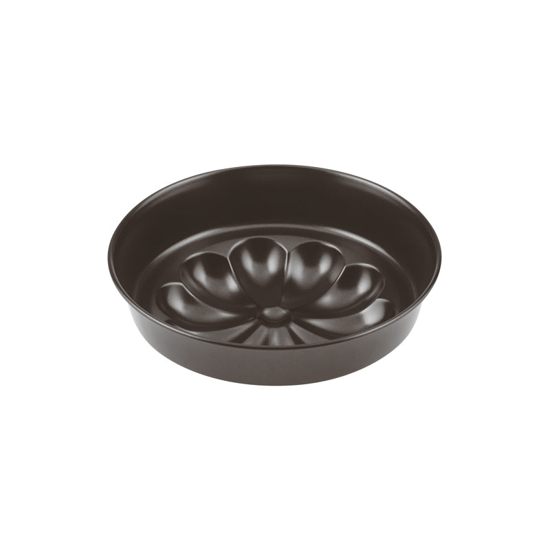Blumenmuster - Backform von  Paderno, Stahl, Höhe 6 cm / Ø 20 cm, Gewicht 230 gr, glatter, runder Rand
Antihaftbeschichtung, backofenfest bis 230 °C