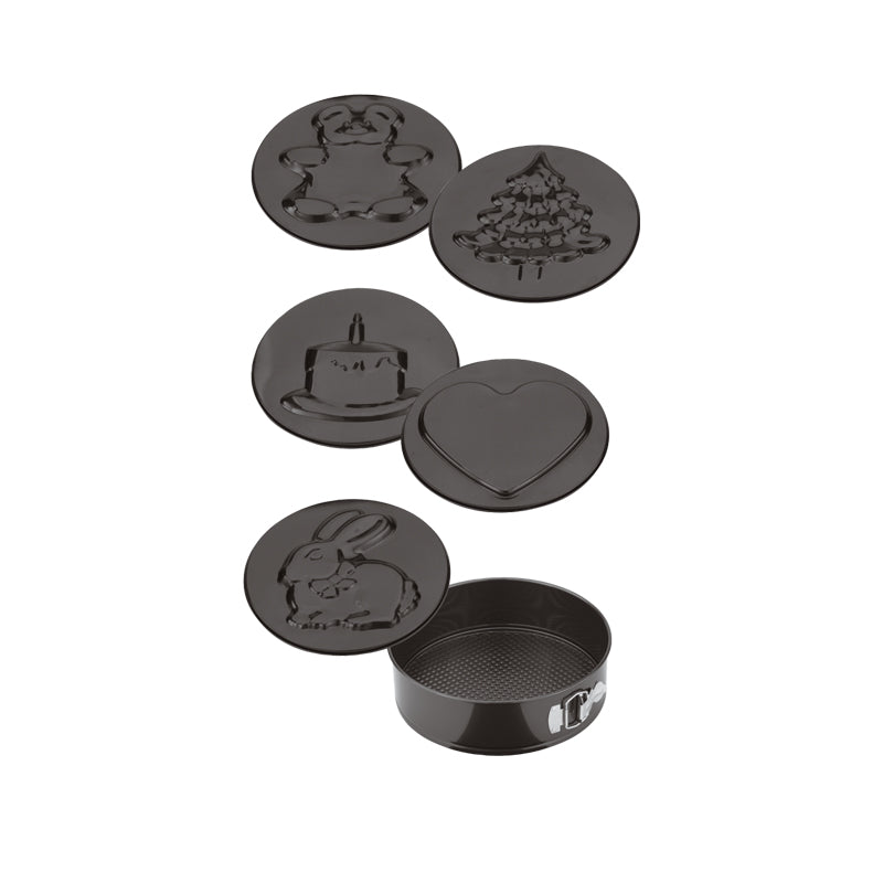 Backform-Set von Paderno, 
6 austauschbare Böden mit verschiedenen Motiven, Stahl mit Antihaftbeschichtung
Online-Shop Home-and-Kitchen.de