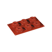 Silikon-Backform für 6 Mini-Gugelhupfs von Paderno, Größe 30x17,5 cm/ je Form 70 ml Füllmenge , spülmaschinengeeignet, nutzbar von -40 Grad bis + 280 Grad.