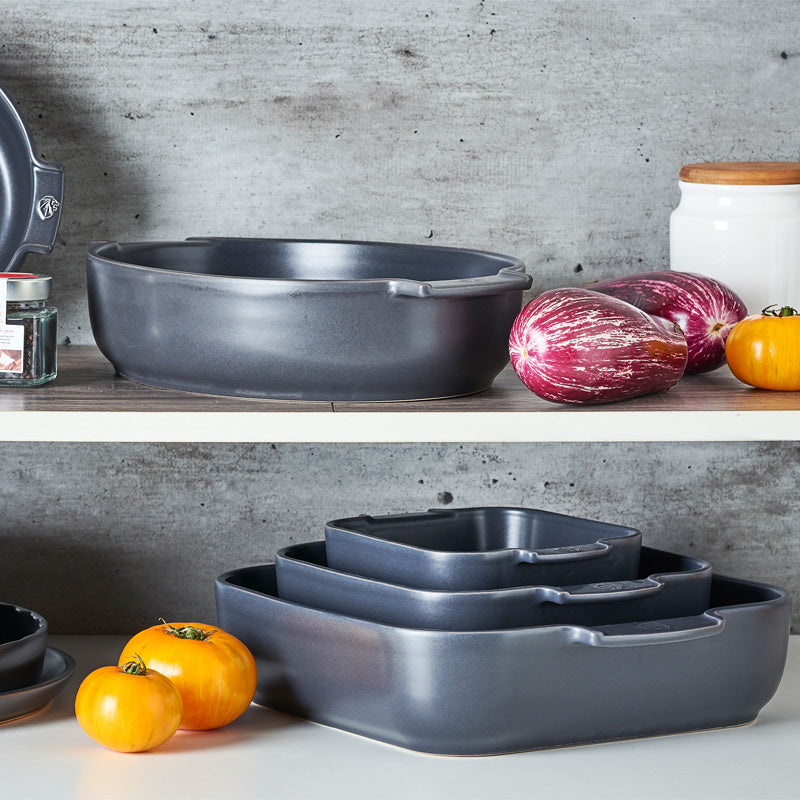 Peugeot Auflaufformen APPOLIA, Schiefergrau, rechteckig + viereckig, verschiedene Größen, verglaste Emaille, aus 100 % natürlichen Rohstoffen Online-Shop Home-and-Kitchen.de