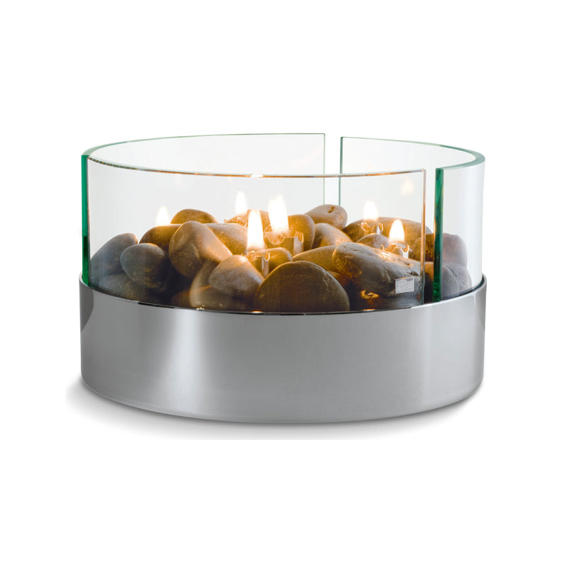 BURN Tischkamin von Philippi Design
Edelstahl - Glaswände - schwarze Flusssteine, 20 x 20 x 11 cm - Gewicht 3,75 kg
