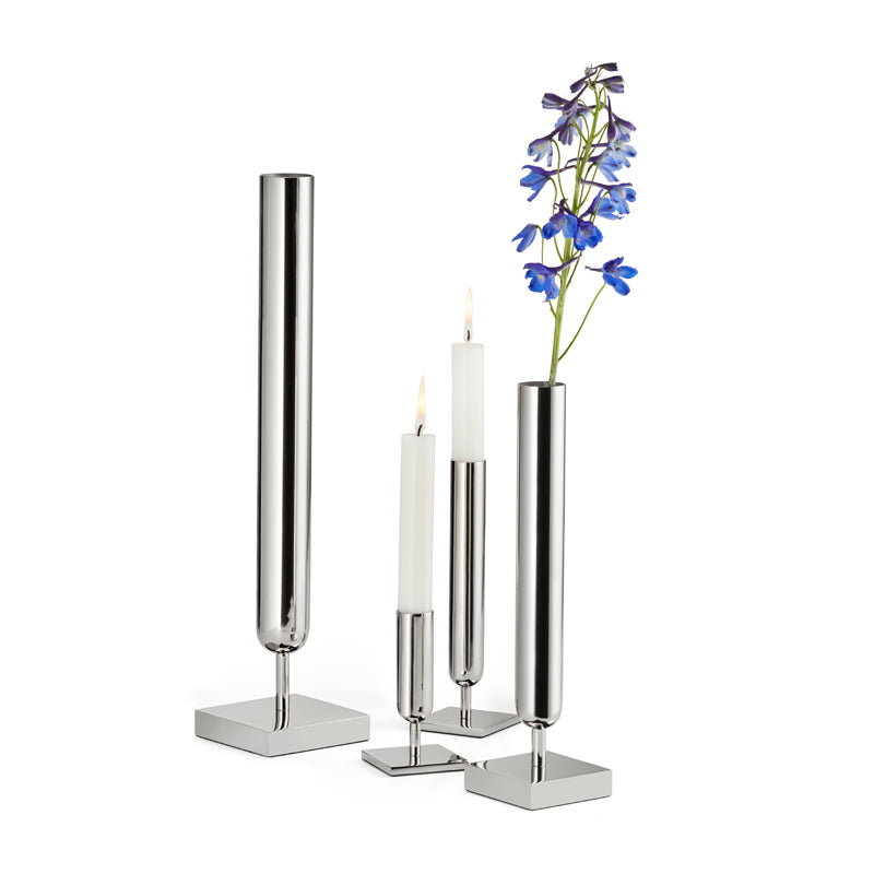 Edelstahl-Kerzenständer LAMBDA von Philippi-Design, Größe L: 19 cm, auch für Blumen geeignet. Größe S: 11 cm,  Online-Shop Home-and-Kitchen.de