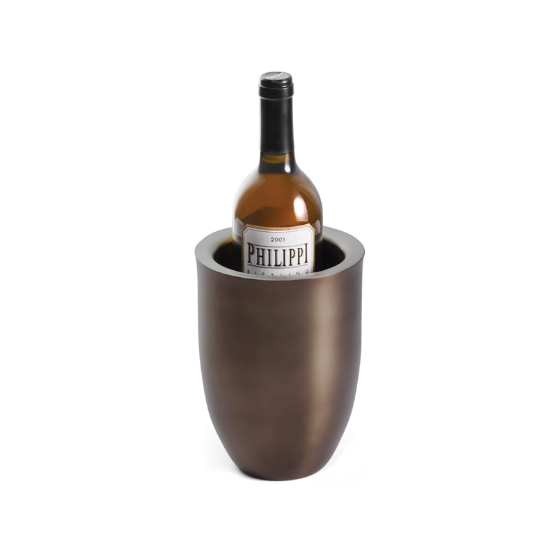 Weinkühler HEMINGWAY von Philippi Design, pulverbeschichteter Edelstahl , braun. Passend dazu gibt es im Online-Shop Home-and-Kitchen Cocktail-Shaker und Eiseimer
