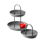 Henkel-Etagere PIATTO und die dazu passende Schale, grau matt, lebensmittelgeeignet, für Obst oder Gebäck, Online-Shop Home-and-Kitchen.de