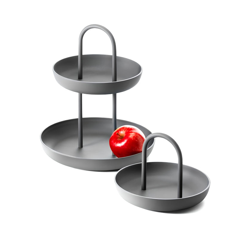 Henkel-Etagere PIATTO und die dazu passende Schale, grau matt, lebensmittelgeeignet, für Obst oder Gebäck, Online-Shop Home-and-Kitchen.de