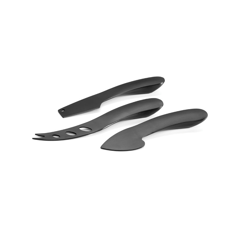 Das 3-teilige Philippi-Käsemesser-Set ONYX ist robust, langlebig und kratzfest. Die Messer sind aus PVD-beschichtetem Stahl und liegen angenehm schwer in der Hand. Sie werden geliefert in einer eleganten Geschenkbox. 