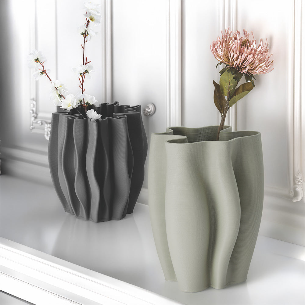 Moderne, innovative 3D-Druck-Vasen in verschiedenen Formen und Farben, aus Keramik, von Philippi