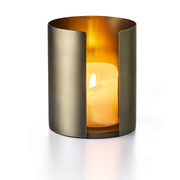 Messing-Kerzenhalter GEORGETOWN von Philippi Design, Edelstahl, Höhe 13 cm, Durchmesser 11 cm, Lichteffekt durch schmale Öffnung. Online-Shop Home-and-Kitchen.de