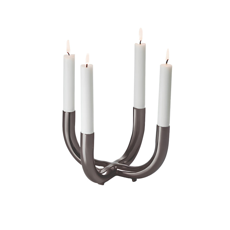 SALONE Kerzenständer - 4-armig - von Philippi Design, grau, Alternative zum klassischen Adventskranz, Höhe 12 cm / Ø 23 cm, Online-Shop Home-and-Kitchen.de
