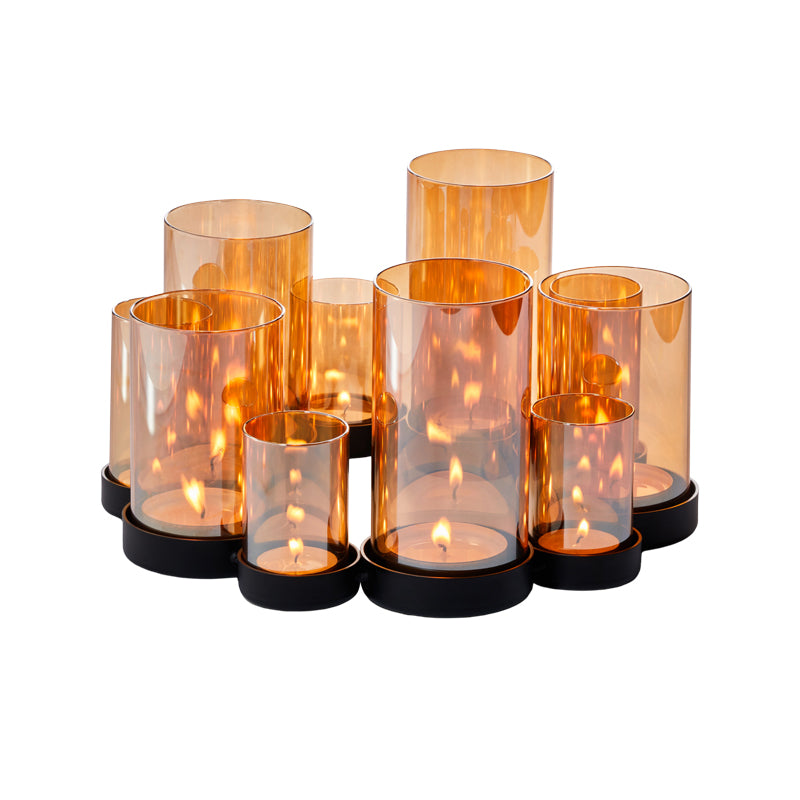 BELLO HORIZONTE Lichtspiel von Philippi Design, 10 bernsteinfarbene, verspiegelte Glasröhren, unterschiedliche Höhen,  Höhe 15 cm / Ø 29 cm. Online-Shop Home-and-Kitchen.de