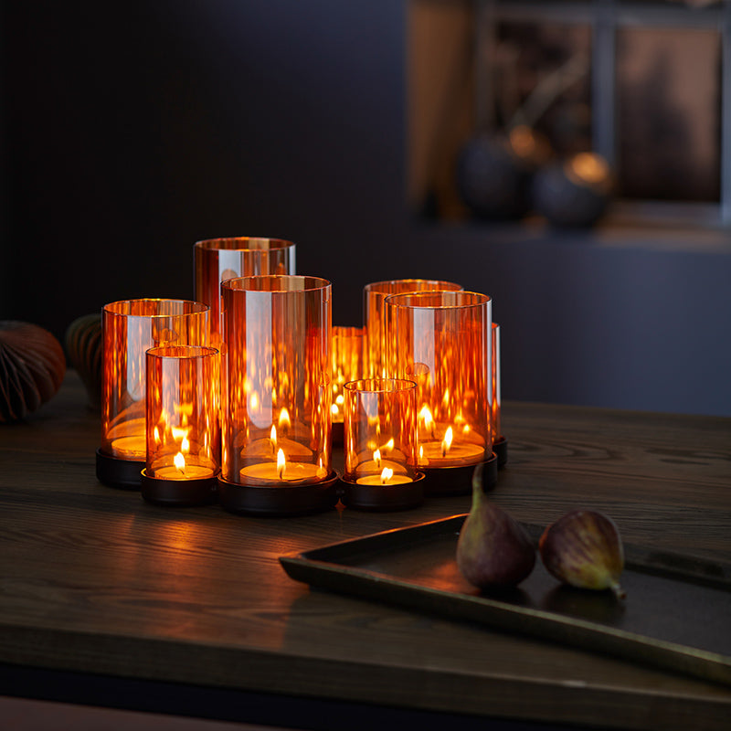 Von Philippi Design: BELLO HORIZONTE Lichtspiel, 10 bernsteinfarbene, verspiegelte Glasröhren in unterschiedlichen Höhen, Höhe 15 cm / Ø 29 cm. Online-Shop Home-and-Kitchen.de