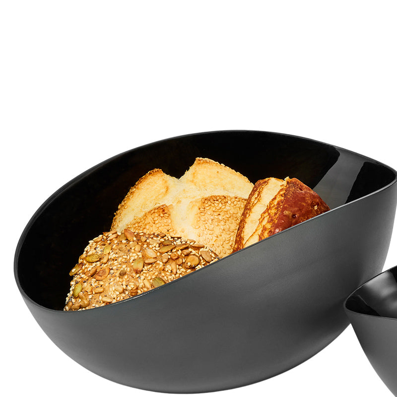 Brotschale/Obstschale PANE von Philippi- Design, in 2 Größen, schwarz, mattes Aluminium,  glänzende Innenglasur, im Online-Shop Home-and-Kitchen.de