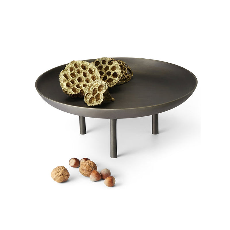 LYON Schale von Philippi Design, 
runde Formgebung mit 3 Beinen,
hochwertiges, bronzebeschichtetes Aluminium, Höhe 12 cm / Ø 32 cm, Online-Shop Home-and-Kitchen.de