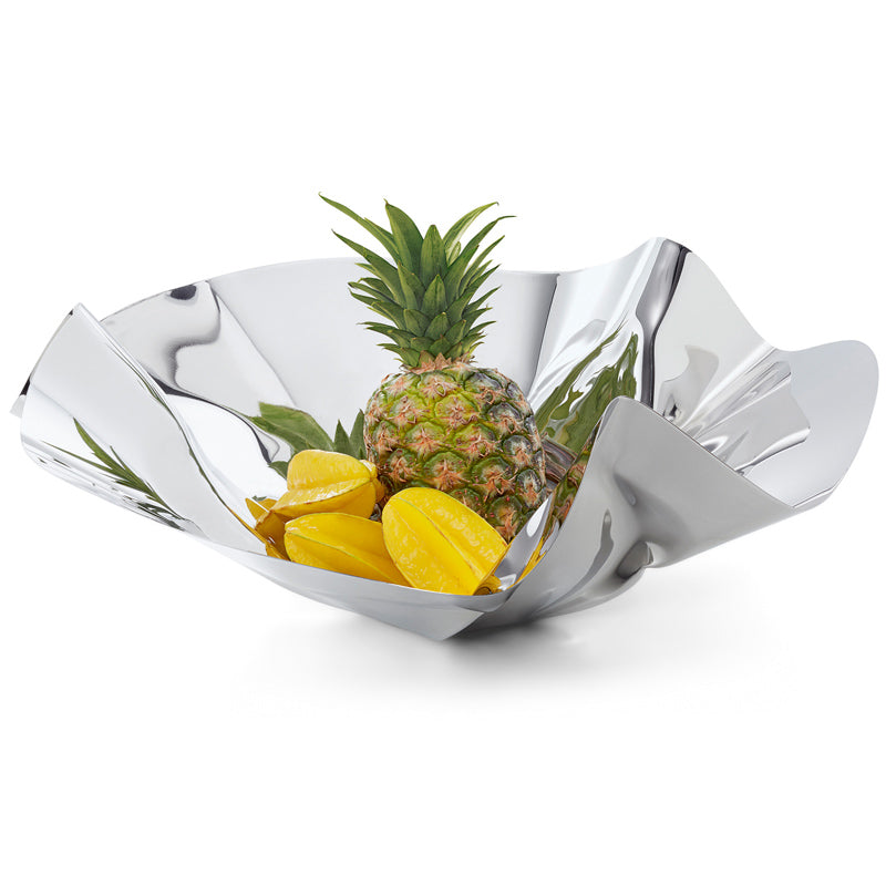 Von Hand gefaltet: MARGARETHE Schale von Philippi Design, 
hochglanz-polierter Edelstahl,
lebensmittelgeeignet - auch für Obst
Höhe 11 cm / Ø 32 cm, Online-Shop Home-and-Kitchen.de