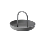 Kleine PIATTO Schale von Philippi Design, pulverbeschichteter Stahl und Aluminium, grau, großer Griff, Höhe 13 cm / Ø 20 cm