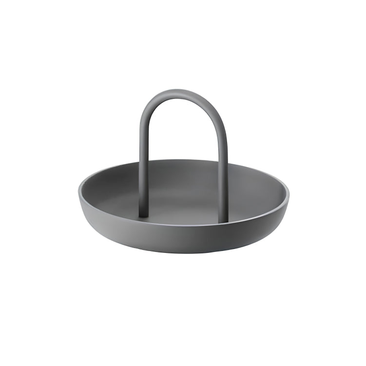 Kleine PIATTO Schale von Philippi Design, pulverbeschichteter Stahl und Aluminium, grau, großer Griff, Höhe 13 cm / Ø 20 cm