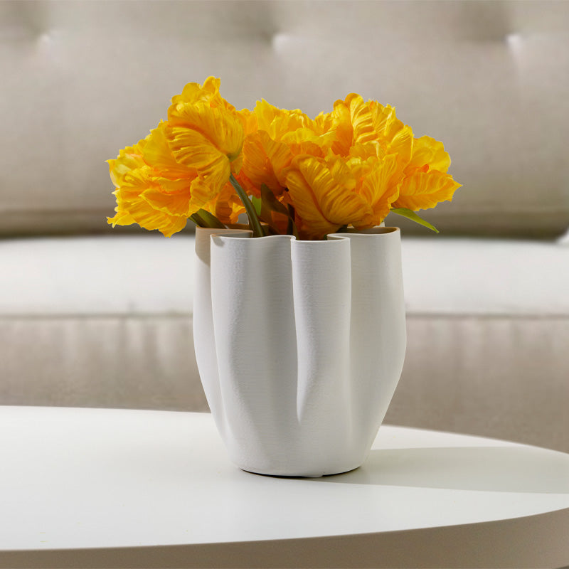 Faltenstruktur durch 3D-Druck Verfahren:  Keramikvase LIVREE von Philippi Design, wasserdichte Beschichtung innen,  Höhe 22 cm, Durchmesser 20 cm. Online-Shop Home-and-Kitchen.de