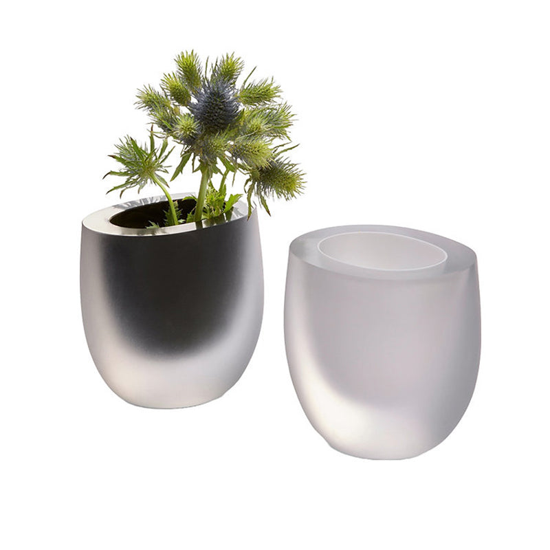 Aufwendige Handarbeit, OPAK Vase aus dickem Glas von Philippi Design,  Länge 14 cm, Höhe 13 cm, Ø 9 cm - Gewicht 2,2 kg