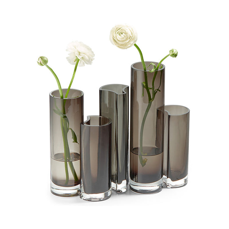 Philippi Design Vase MODULE, rauchgrau, 5teilig, aus mundgeblasenem Glas, handgefertigt Größe: 25x7x25 cm. 
Online-Shop Home-and-Kitchen.de