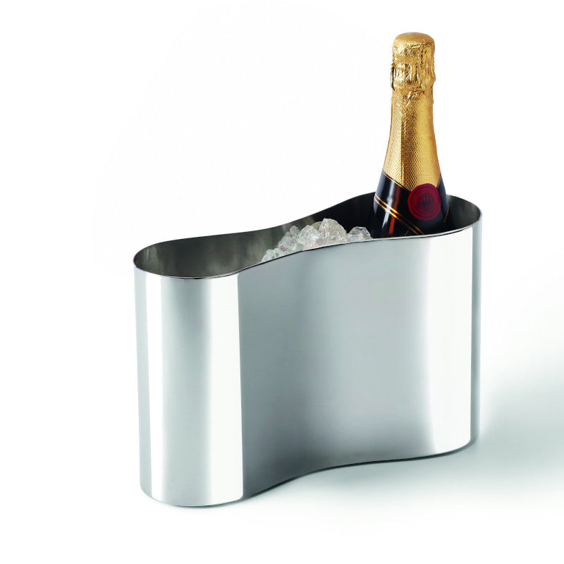 Philippi Design VALERIE Weinkühler, für 2 Flaschen unterschiedlicher Größen polierter Edelstahl, für unterschiedliche Getränkeflaschen, 
Größe: 29 cm x 11 cm x 18 cm 